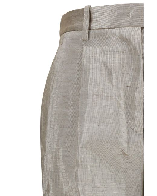 Forte_forte Gray Lurex Pants Tweed With Micro Sequins And Shimmering Thread