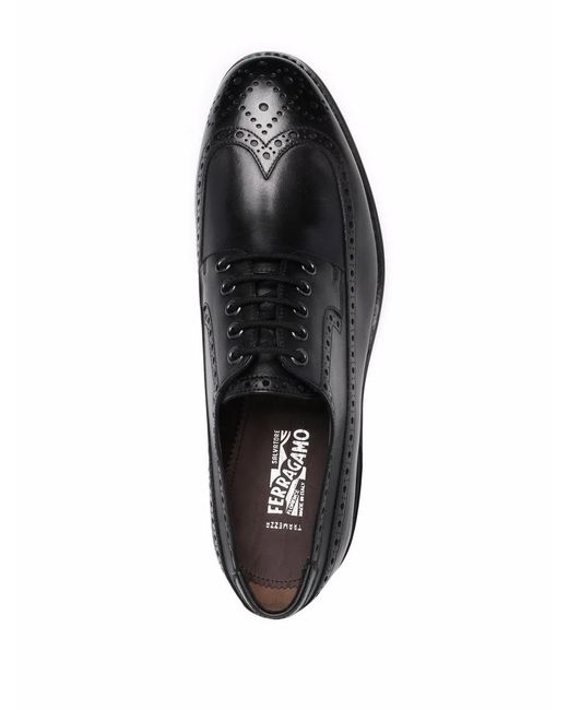 Ferragamo Black Ferragamo Marcus Perforated Brogues for men