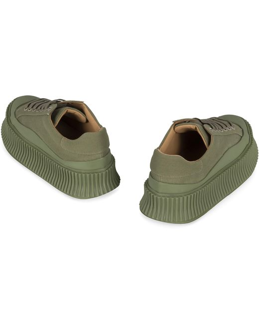Jil Sander Green Canvas Platform Sneakers Trainers