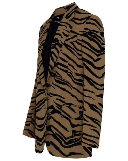 Stella McCartney Black Tiger Wool Blend Blazer Jacket