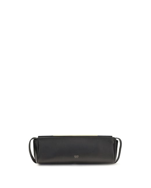Khaite Black Evening Leather Clutch Calf Bos Taurus Clutches