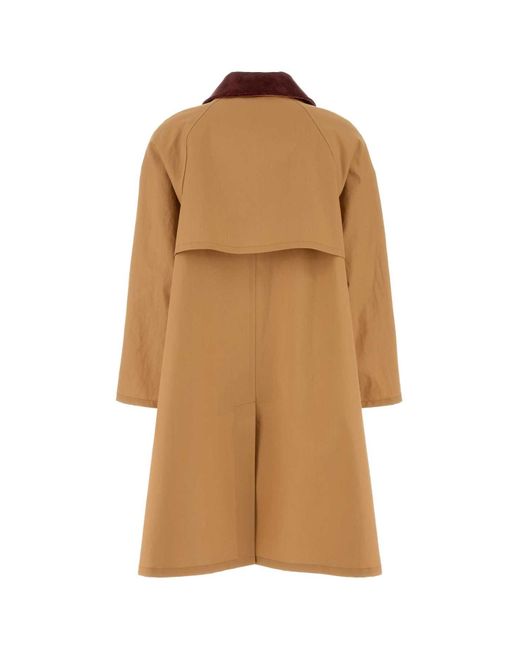 Prada Brown Camel Cotton Overcoat