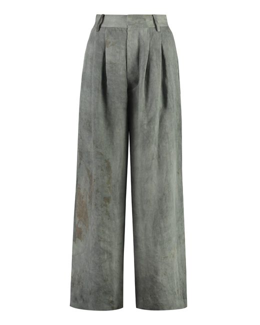 Uma Wang Gray Paella Cotton-Linen Trousers