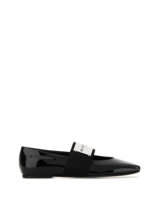 Givenchy Black Leather Squared Ballerinas