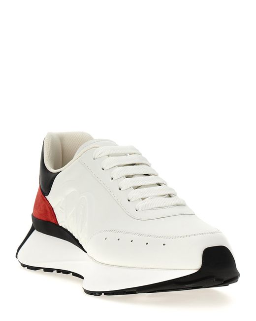 Alexander McQueen White Logo Leather Sneakers for men