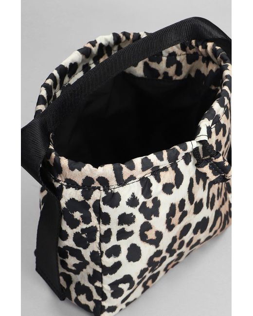 Ganni Black Drawstring Top Animalier Bucket Bag