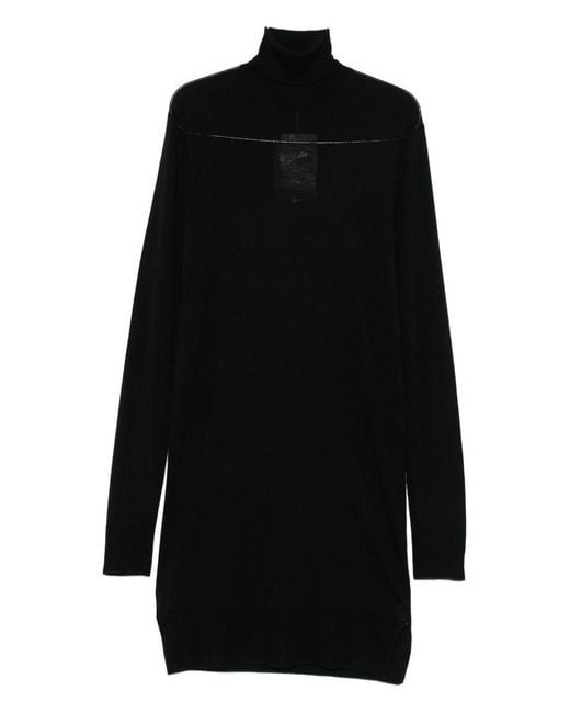 Totême Black Wool Turtle-Neck Midi Dress