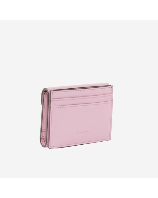 Pinko Pink Leather Wallet With Lettering & Purses