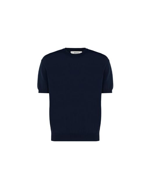 Ermenegildo Zegna Cotton Knit T-shirt in Blue for Men - Lyst