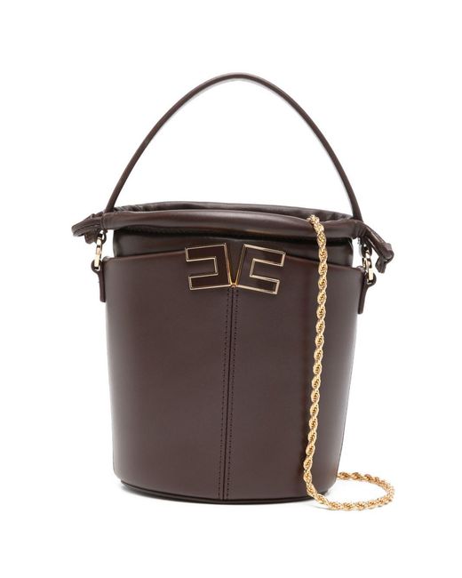 Elisabetta Franchi Brown Drawstring Bucket Bag