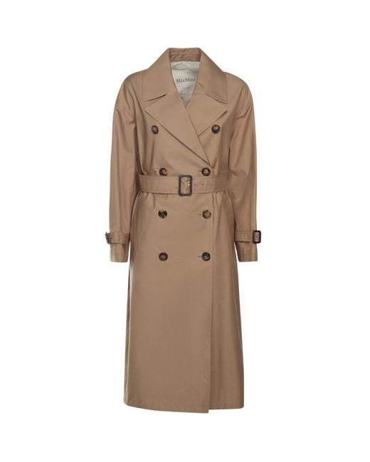 Max Mara Women's Natural Long Cotton Twill Trench Coat - Main Image