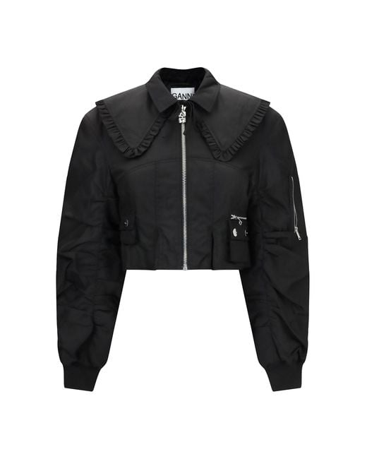 Ganni Black Duchesse Bomber Jacket