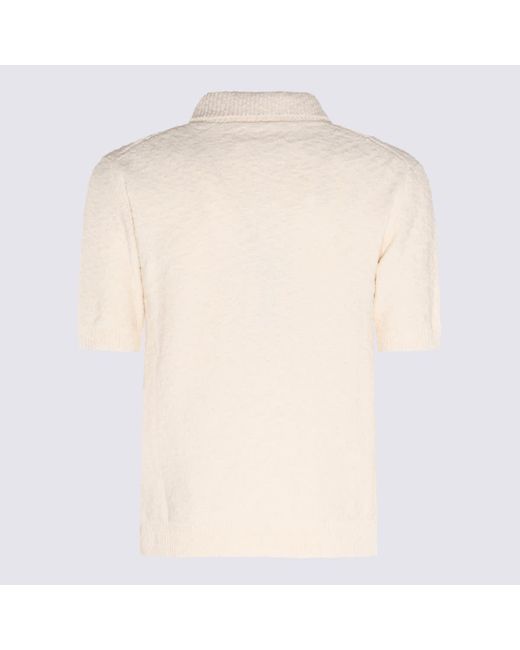 Maison Margiela straight-point collar cotton-blend polo shirt - Neutrals