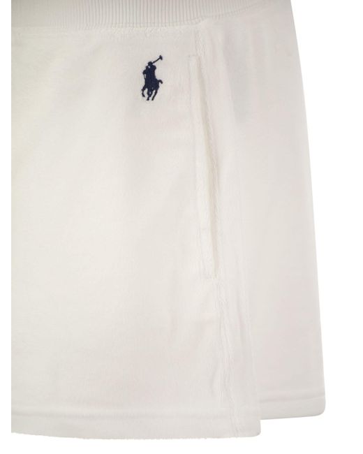 Polo Ralph Lauren White Sponge Shorts With Drawstring