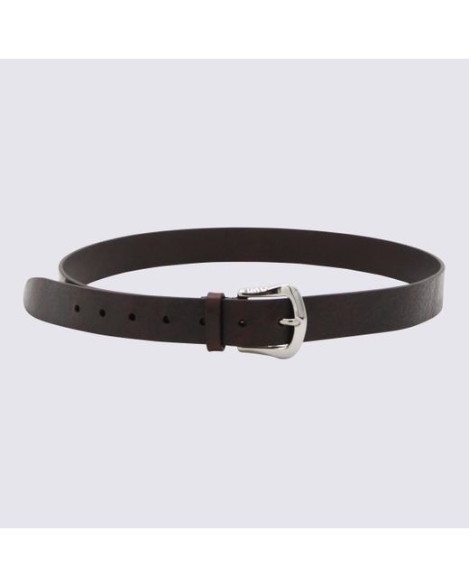 Brunello Cucinelli Dark Brown Leather Belt for men