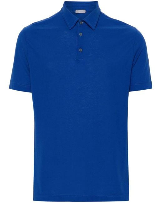 Zanone Blue Short Sleeves Polo for men