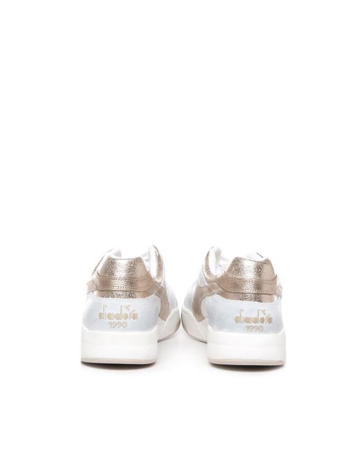 Diadora White Sneakers B.560 Crackle Lamé