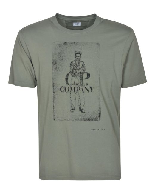 C P Company Green Logo Print T-Shirt for men