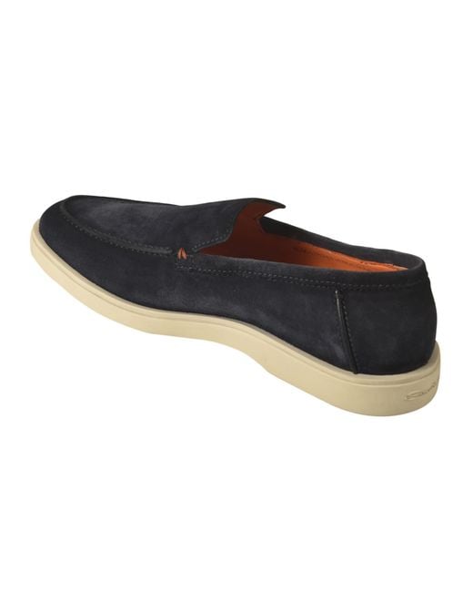 Santoni Black Slip-On Plain Loafers for men