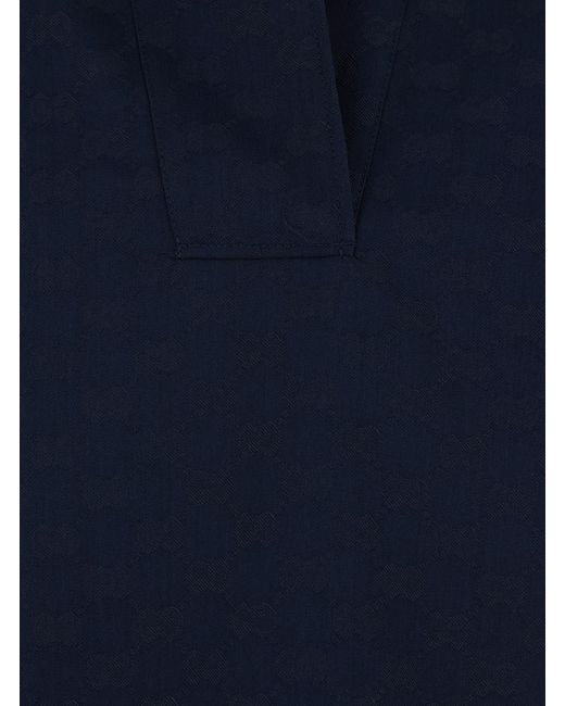 Gucci Blue Blouse With Wide Collar, Cotton-Blend Polyester Blouses