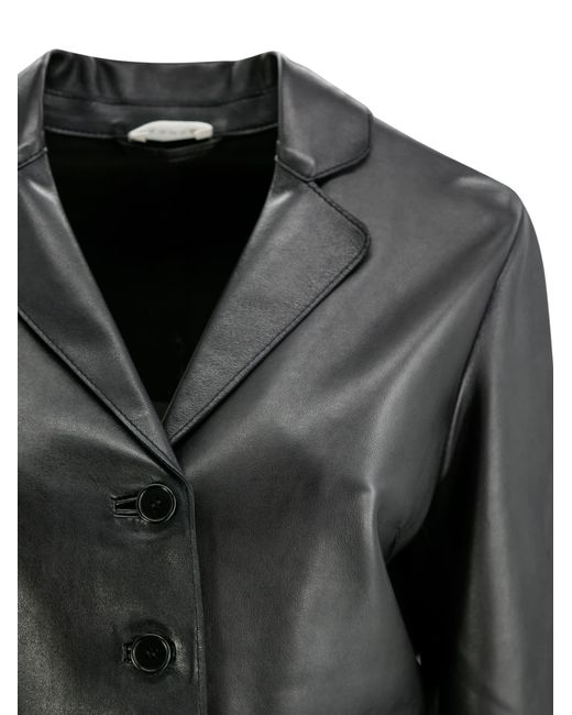 P.A.R.O.S.H. Black Leather Cropped Blazer