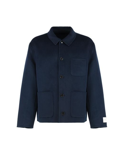 Calvin Klein Blue Jacket Wool-Blend Recycled Wool Bomber for men