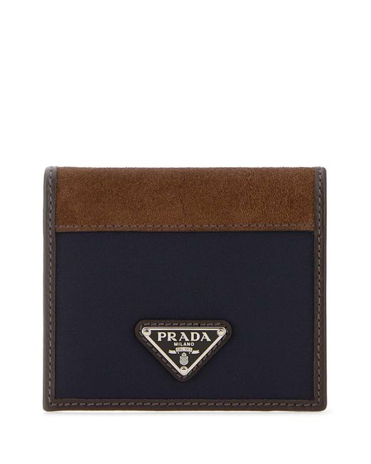 Prada Blue Two-Tone Fabric And Suede Wallet for men