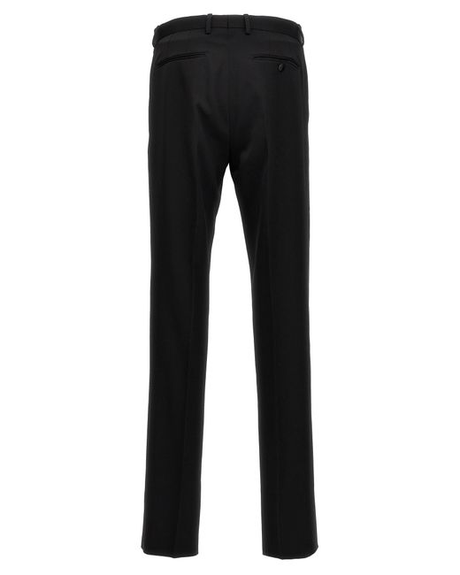 Lanvin Black Tailored Wool Tuxedo Pants for men