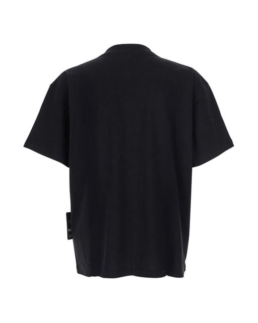 Represent Black Crewneck T-Shirt With Logo Embroidery On The Rear And for men