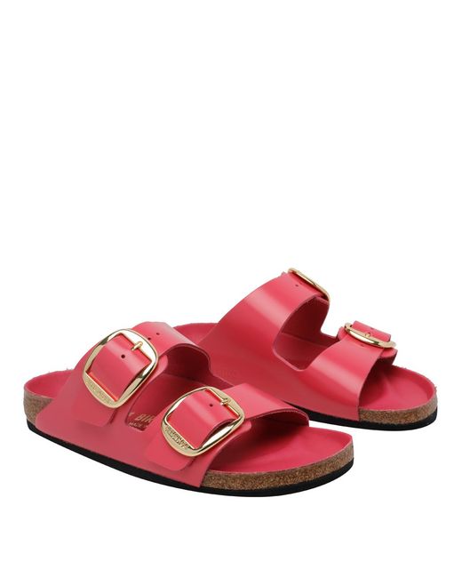 Birkenstock Red Sandals Leather Rubber Sole