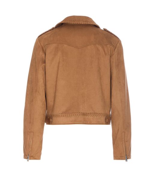 Urbancode Faux Suede Leather Jacket in Brown | Lyst