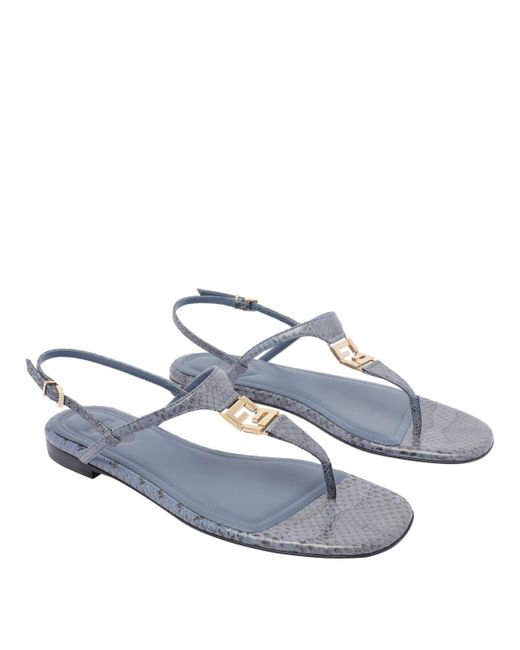 Fendi Blue Ffold Thong Sandals