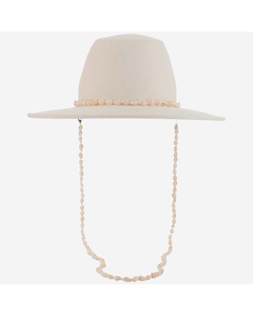 Maison Michel White Kyra Wool Felt Hat With Shells