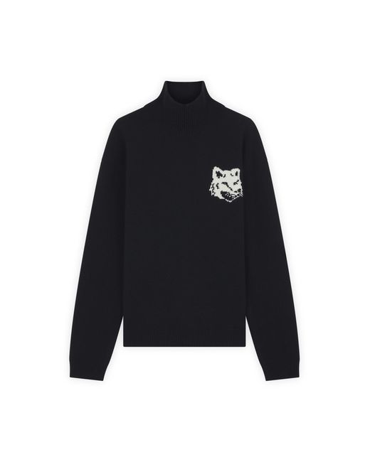 Maison Kitsuné Black Fox Head Intarsia Comfort High Neck Jumper for men