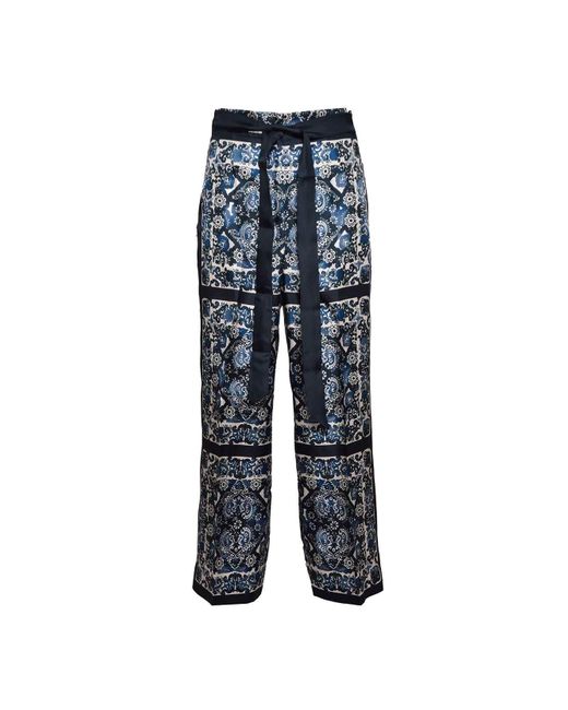 Max Mara Blue All-over Printed Drawstring Pants S Max Mara