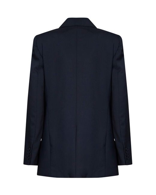 Max Mara Blue Single-Breasted Blazer Mstassenzi Virgin Wool Jacket