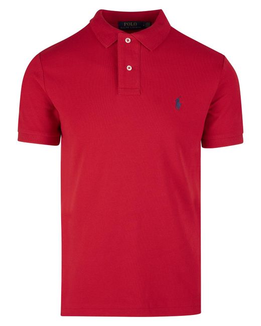 Ralph Lauren Red Slim-Fit Piqué Polo for men