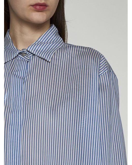 Max Mara Blue Vertigo Cotton And Silk Shirt