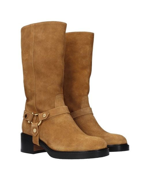 Chloé Brown Leather Ankle Boots