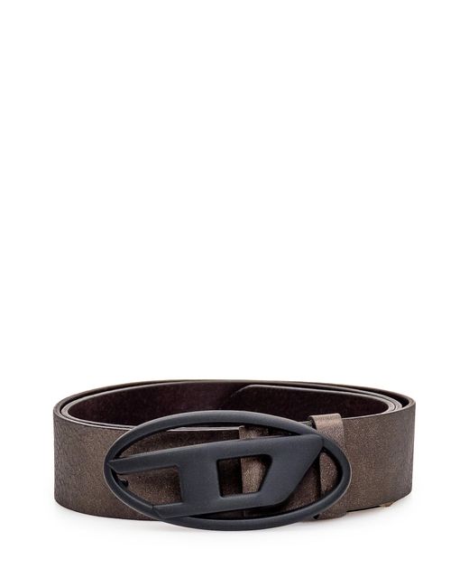 DIESEL Gray Leather Belt for men