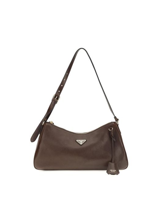 Prada Brown Shoulder Bag Calf Leather Bos Taurus