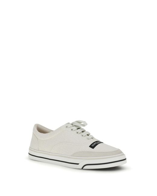 Dolce & Gabbana White Sneakers Sailing Linen Upper: Trainers for men