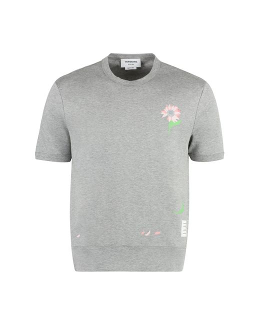 Thom Browne Gray Cotton Crew-neck T-shirt for men