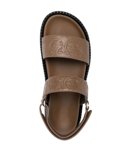 Ferragamo Brown Ferragamo Gancini Debossed Sandals for men