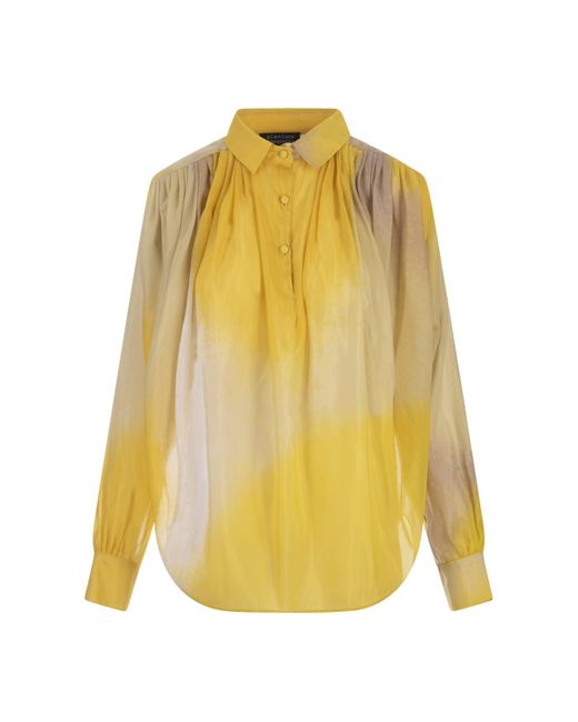 Gianluca Capannolo Yellow Silk Shirt With Gathering