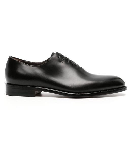 Ferragamo Black Calf Leather Derby Shoes for men