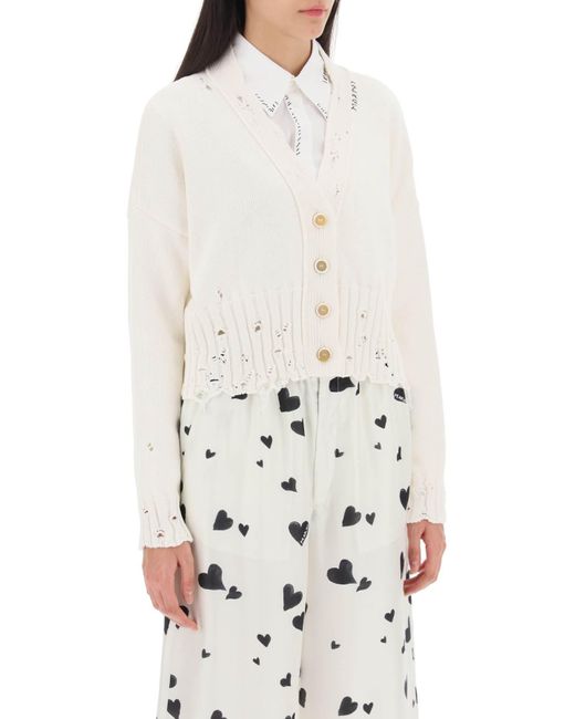 Marni Natural Destroyed Effect Cropped Cardigan