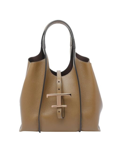 Tod's Brown Mini T Timeless Leather Shopping Bag