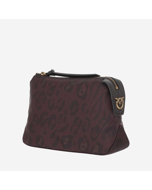 Pinko Brown Toiletry Bag With Animal Print Nylon Accessory