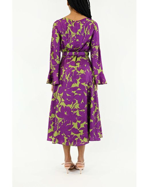 Max Mara Studio Purple Utile Printed Silk Dress